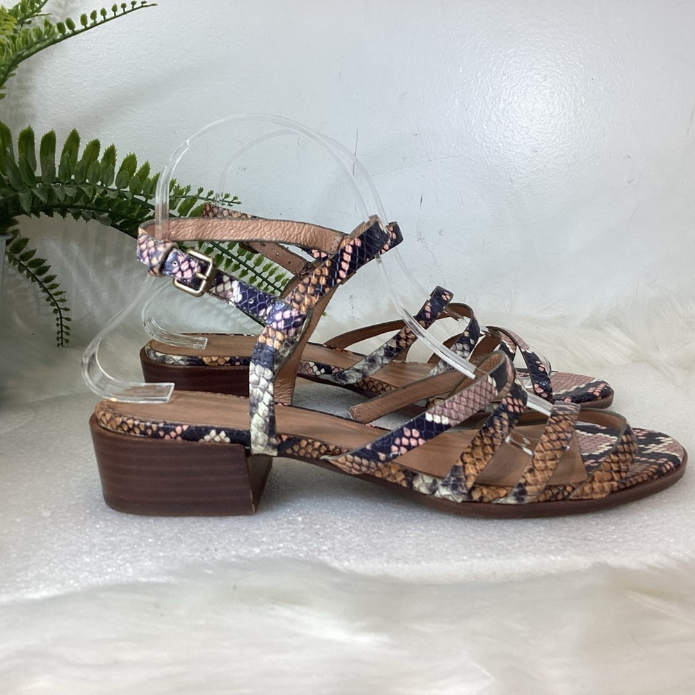MADEWELL THE LORI LEATHER SNAKE EMBOSSED STRAPPY SANDAL SZ 9 - Picture 4 of 12
